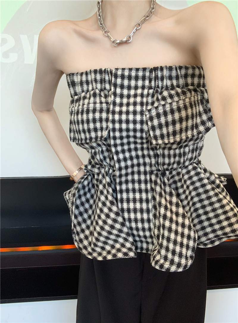 Áo ống họa tiết sọc ca rô sành điệu gợi cảm dành cho nữ | BigBuy360 - bigbuy360.vn