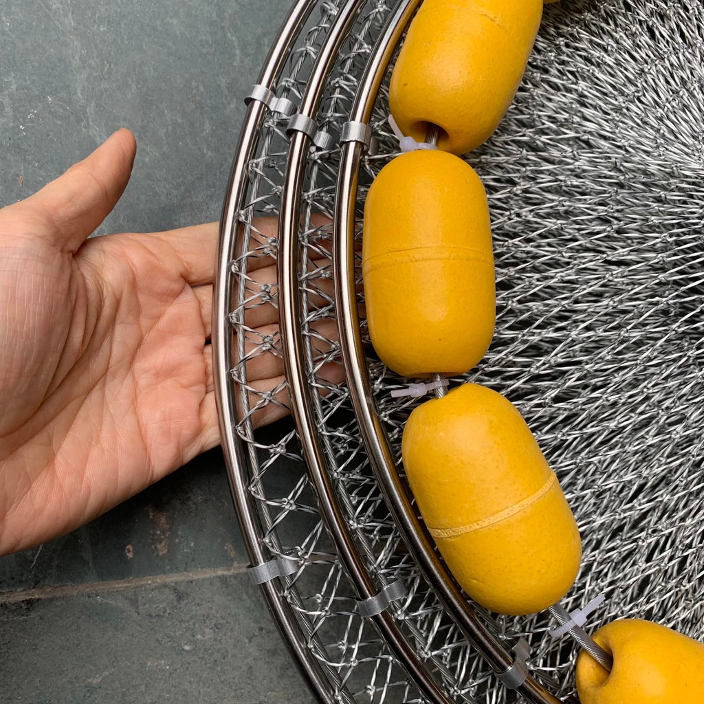 Giọ cá 14 phao vàng khung inox