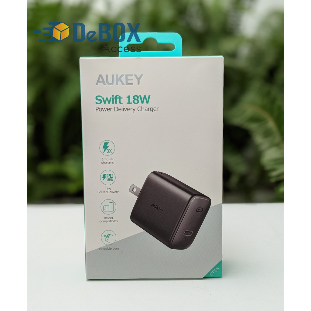 Combo AUKEY Pin Sạc Dự Phòng 10.000 mAh PB-Y36, Cốc Sạc Nhanh PA-F1S, Cáp C to Lightning CB-CL1 - BH 24T Chính Hãng