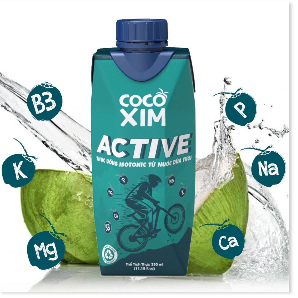 Nước trái cây thể thao Isotonic Active đóng hộp từ 100% Dừa tươi nguyên chất - Thương hiệu COCOXIM 330ml - YOOSOO MALL