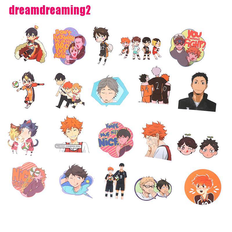 Bộ 50 Miếng Dán Pvc Chống Thấm Nước Hình Anime Haikyu