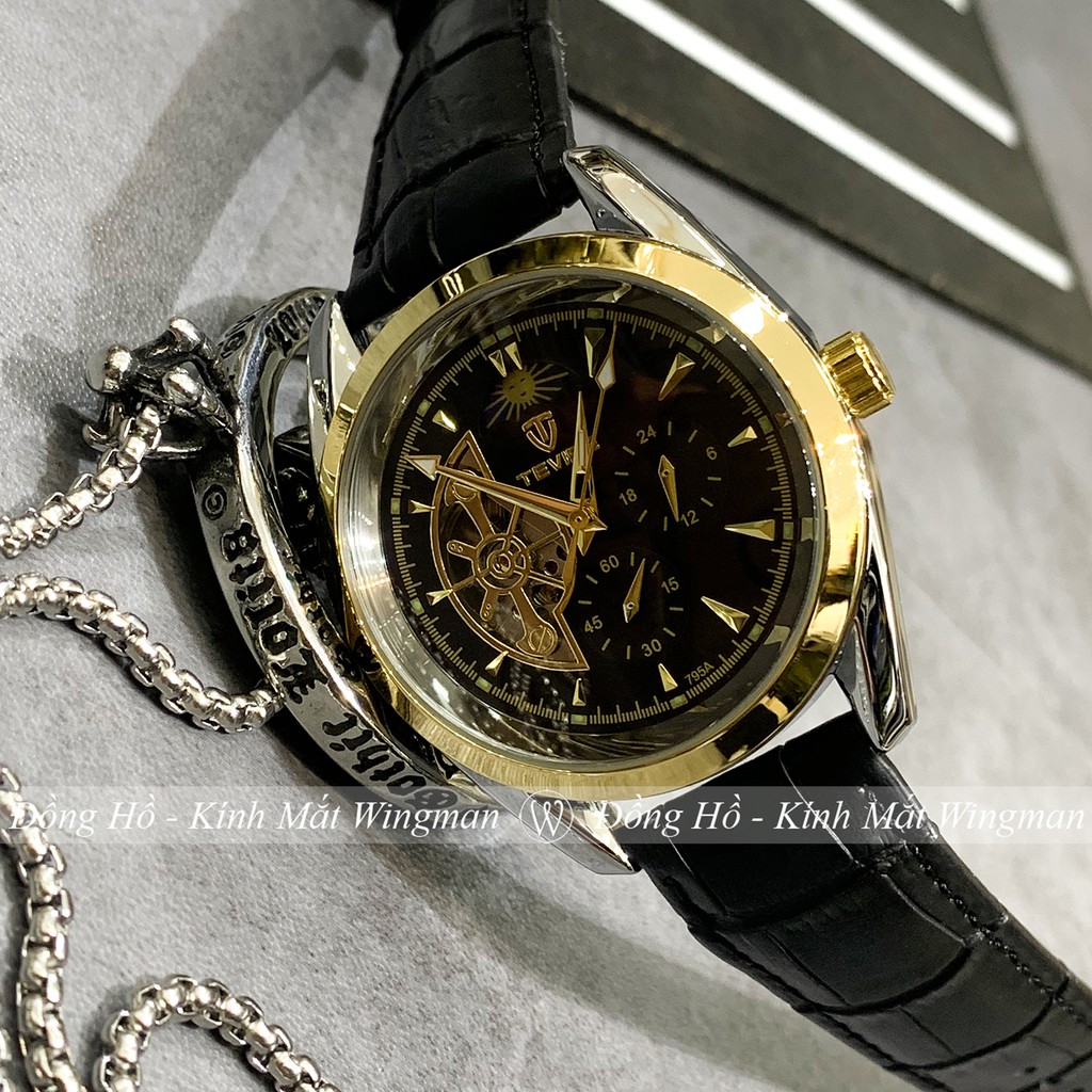 Đồng hồ cơ nam dây da cao cấp Tevise T795-1 full box, mặt kính sapphire chống xước, chống nước, bảo hành 03 năm | BigBuy360 - bigbuy360.vn