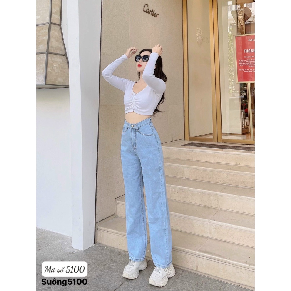 Quần Jean Nữ Ống Rộng Nhiều Màu chất Bò dày sịn co dãn Kiểu dáng Hot Trend Basic Q001