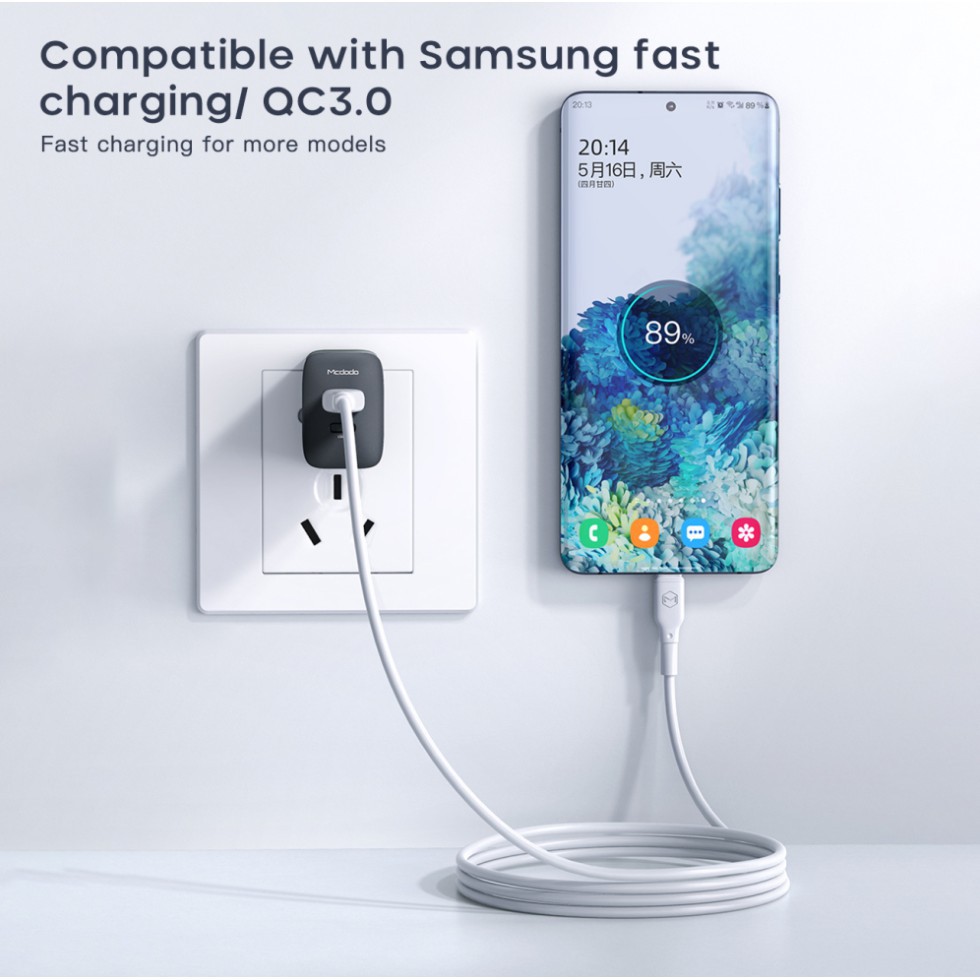 Cốc Sạc Nhanh Mcdodo 20w PD Type C + Cổng USB hỗ trợ QC 3.0 Cho Iphone Ipad Samsung Xiaomi LG Oppo Vivo Huawei  Sony