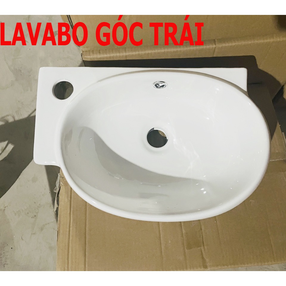 Chậu rửa mặt lavabo góc treo tường 422NA thương hiệu NA.GRAND, men NANO trắng sáng chống ố chống bám bẩn