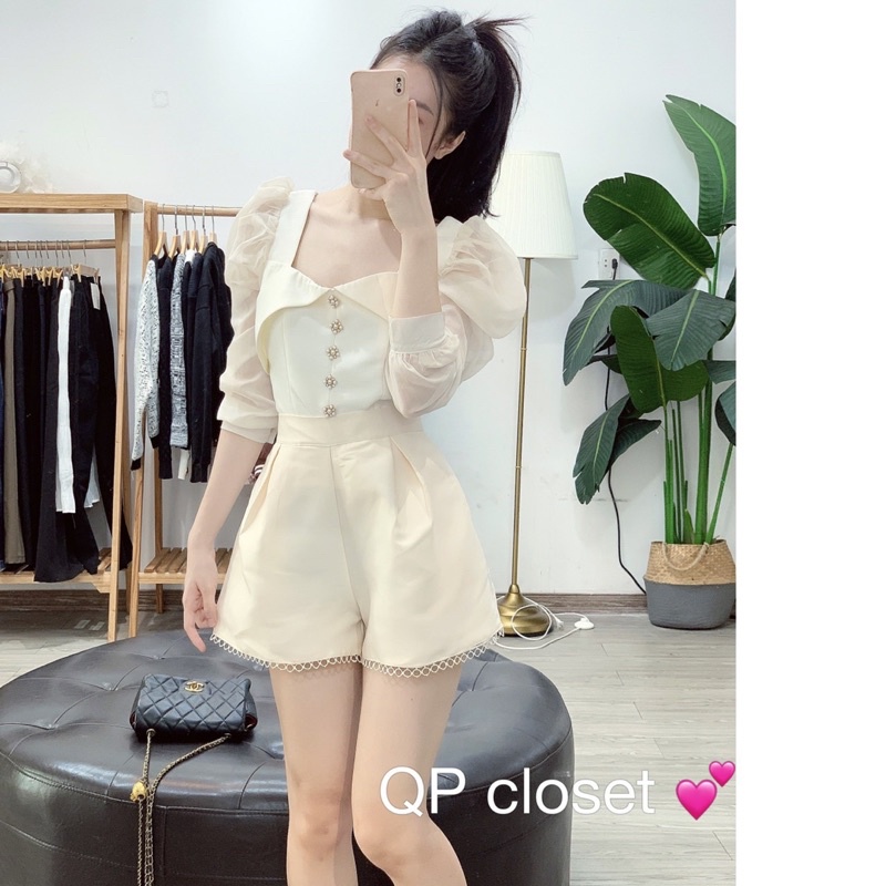 Áo sơ mi taffta pha tay tơ chuẩn QP