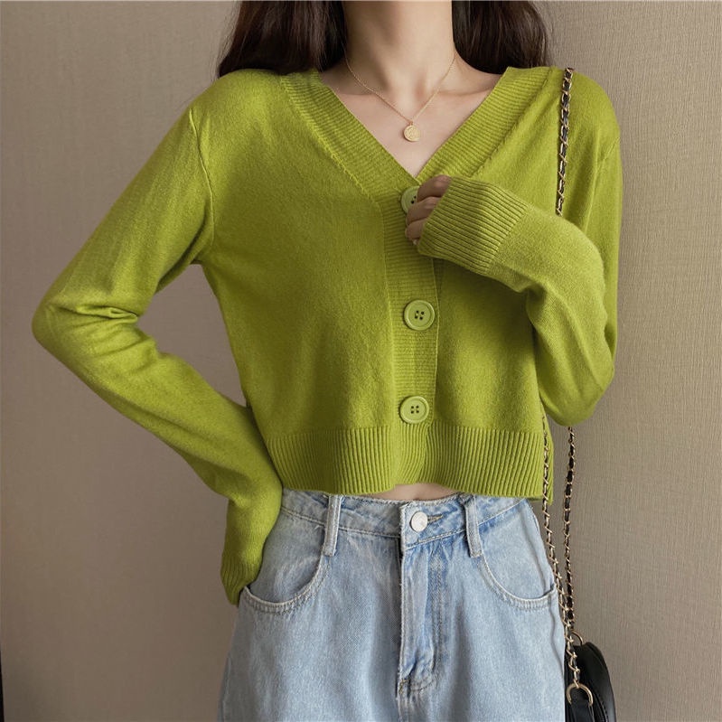 Áo Khoác Cardigan Dài Tay Cổ Chữ V Thiết Kế Mới Thời Trang Dành Cho Nữ