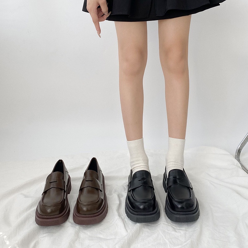 Giày da IELGY phong cách retro Anh Quốc cổ điển hợp thời trang cho nữ