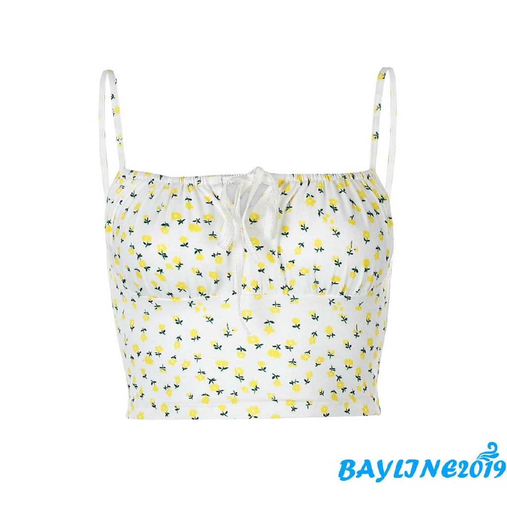 Áo croptop hai dây họa tiết hoa gợi cảm cho nữ