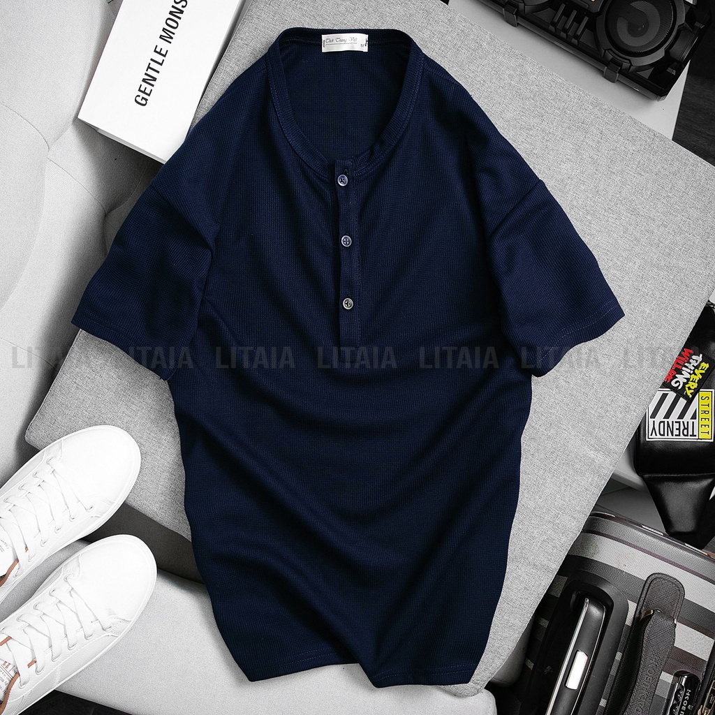Áo thun nam cổ tròn chất cotton tổ ong Hàn cao cấp hàng hiệu Litaia Áo phông nam mặc mát mẫu hot ATB