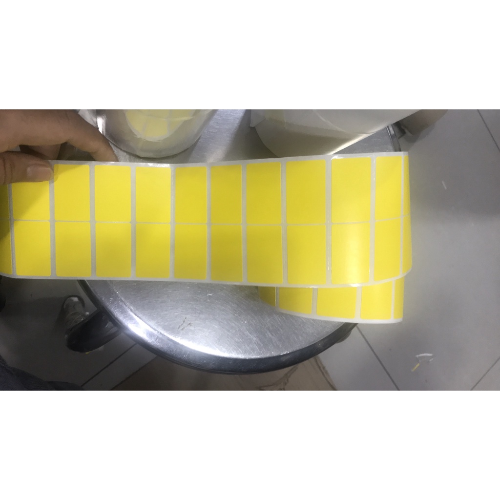 Giấy decal in tem 70x22mm (35x22mm x 2 tem) x 30m MÀU VÀNG