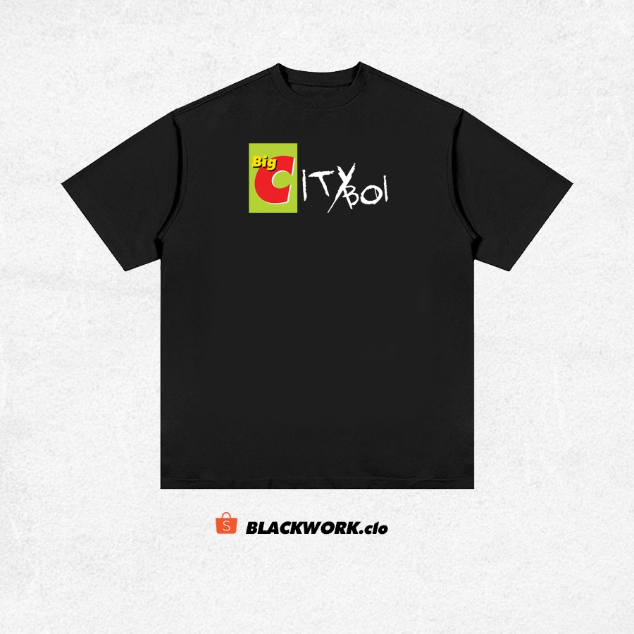 Áo Thun BIG CITYBOI 100% Cotton Tay Lỡ Unisex - Đen/Trắng Cổ Tròn | Blackwork