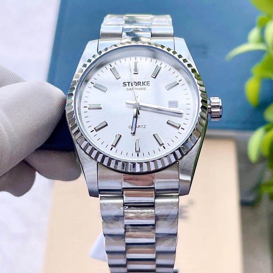 Đồng Hồ Nam Starke 135am Kính Sapphire Chống Xước Dây Kim Loại Vỏ Trắng [Chính Hãng]