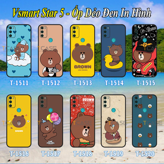 Ốp lưng Vsmart Star 5 - Ốp dẻo đen in hình BST Gấu Nâu Cute