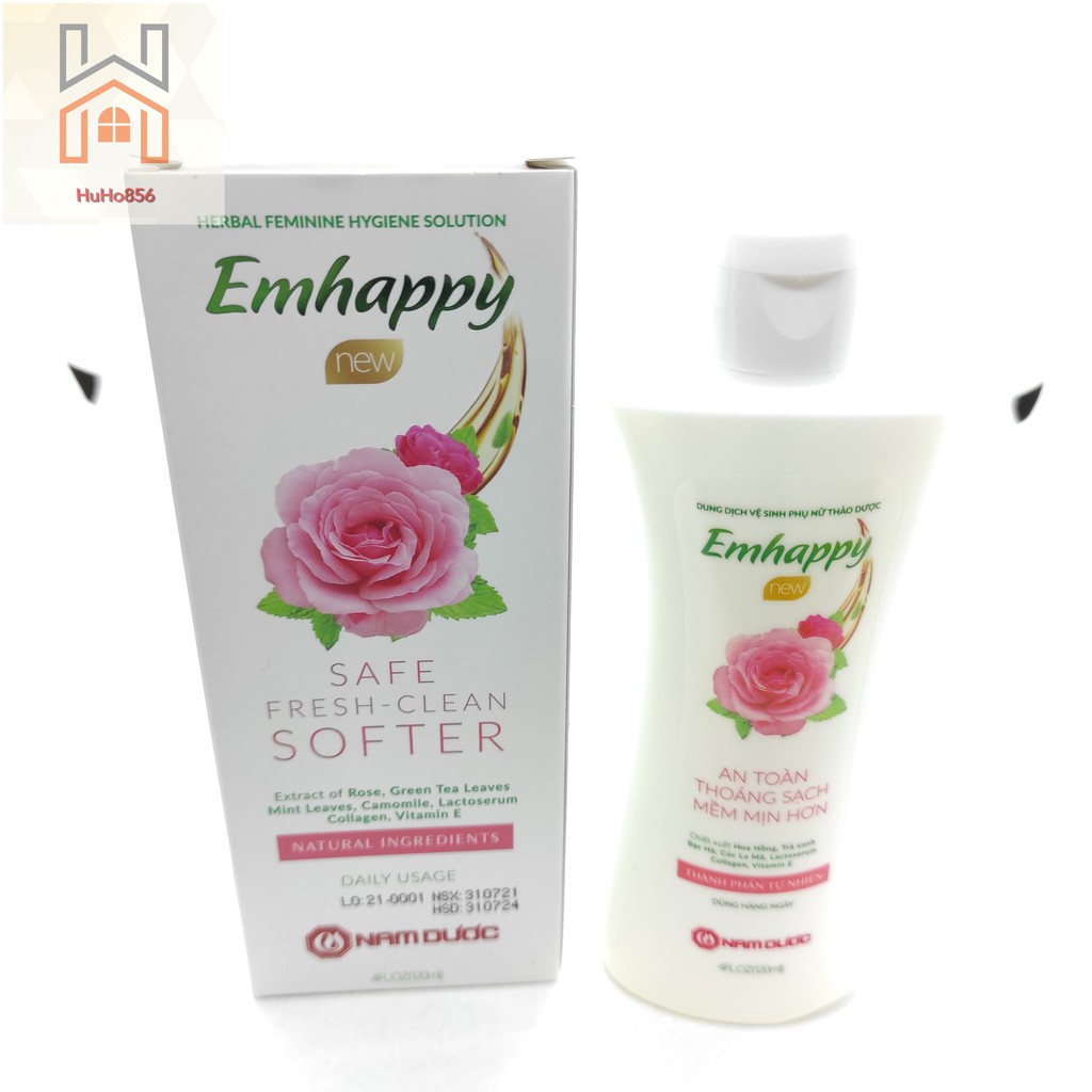 Dung Dịch Vệ Sinh Phụ Nữ EMHAPPY - An Toàn, Thoáng Sạch, Mềm Mịn- Nam Dược - Hộp 120ml