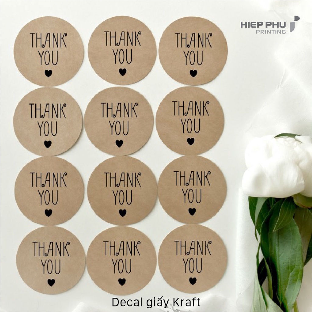 SỈ 2.5K bìa 12 miếng tem dán decal sticker kraft THANK YOU.