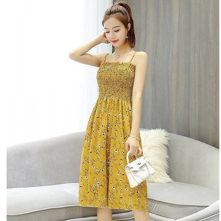 2020 new halter skirt women sleeveless skirt korean style small fresh flowers