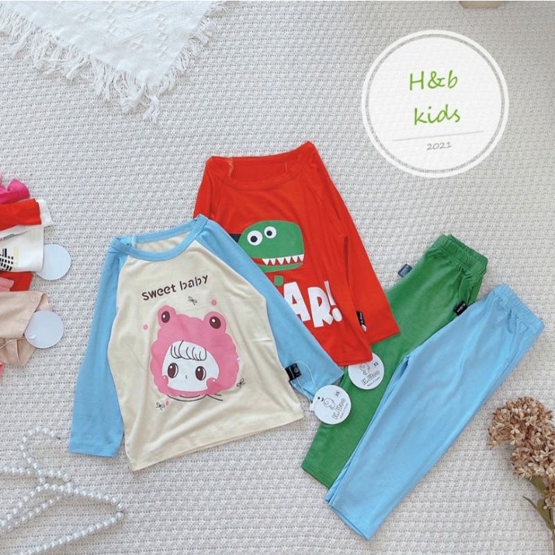 Bộ dài tay thun lạnh cho bé chất đẹp mát hình thú ngộ nghĩnh