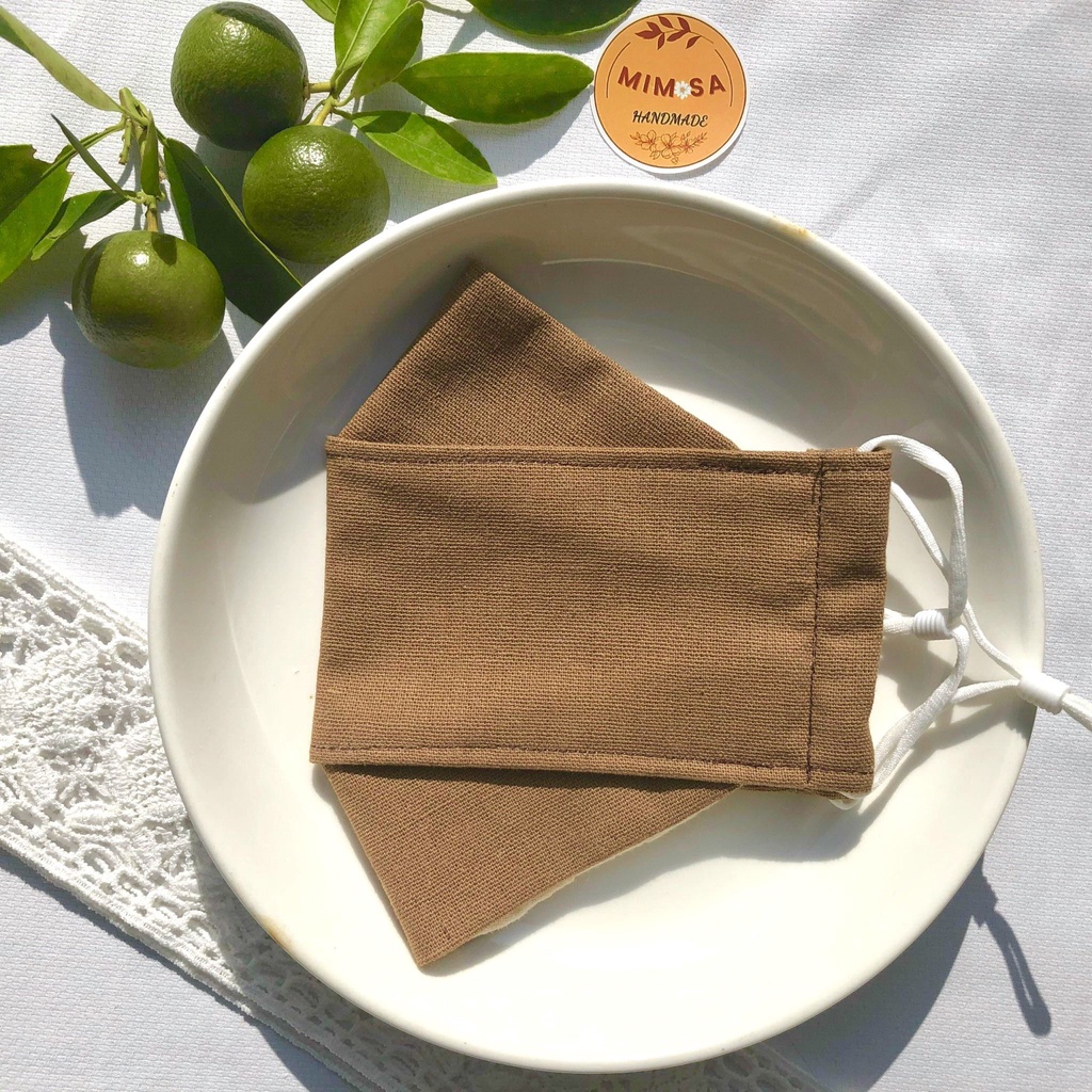 Khẩu trang vải Linen 3D (3 lớp) chống bụi chống nắng tone nâu thanh lịch