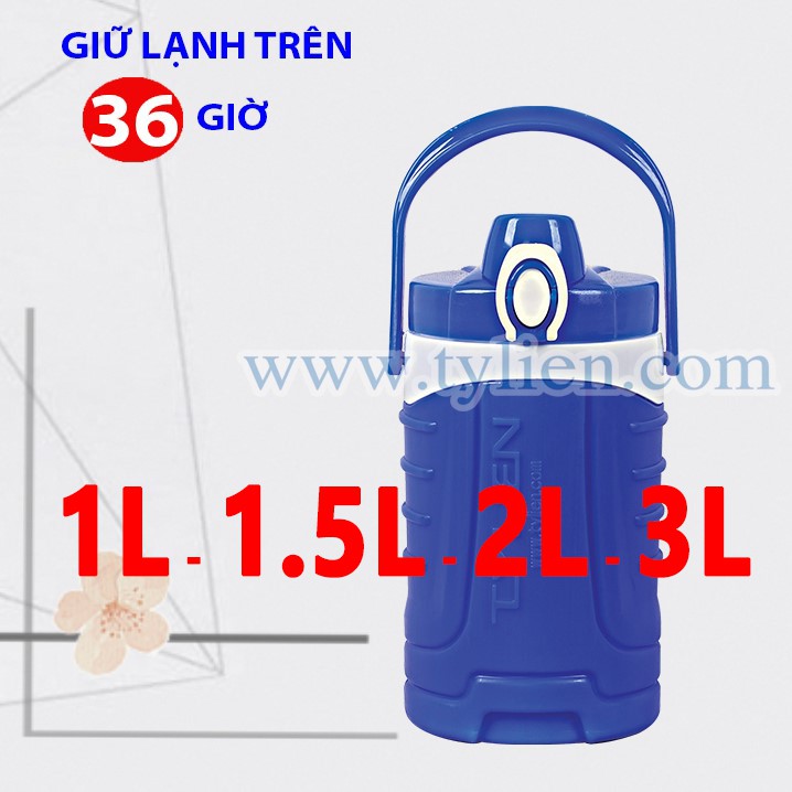 Bình đá giữ nhiệt có quai xách Rio, dung tích 1l - 1.5l - 2l - 3l, nhựa pp, pu chính phẩm an toàn thương hiệu Tý Liên