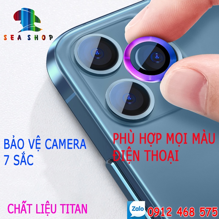 [7 SẮC] Mắt bảo vệ Camera cho iPhone 11 Pro Max, 12 Mini, 12 Pro Max, 13 Pro Max - Chất liệu TITAN - Không gây yếu sóng