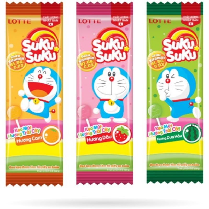Kẹo Mút Trái Cây Doraemon Sukusuku Lotte 8g