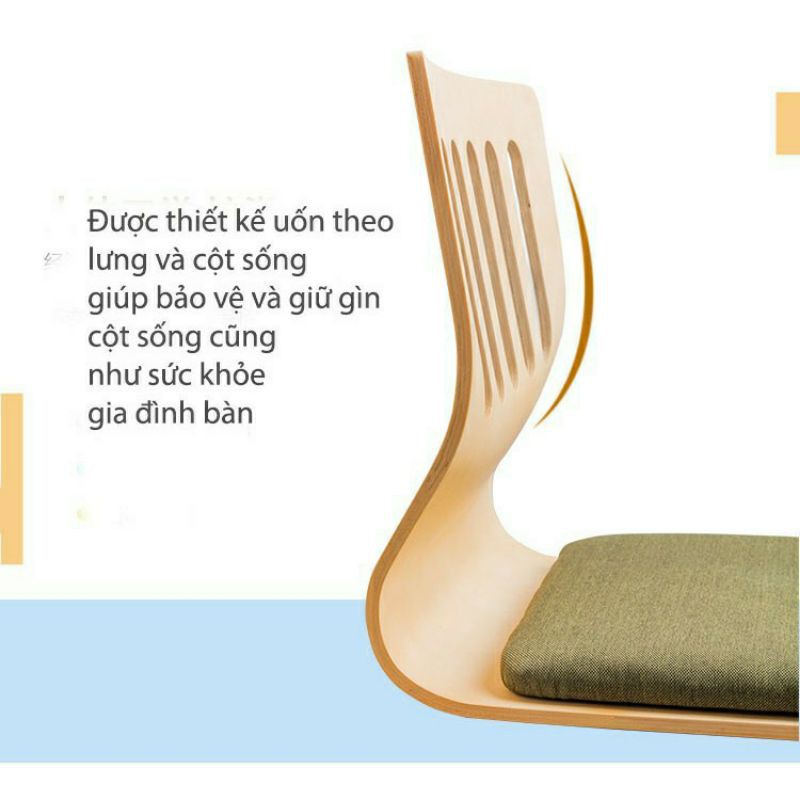 Ghế gỗ bệt bảo vệ cột sống kiểu Nhật đệm dày êm ái
