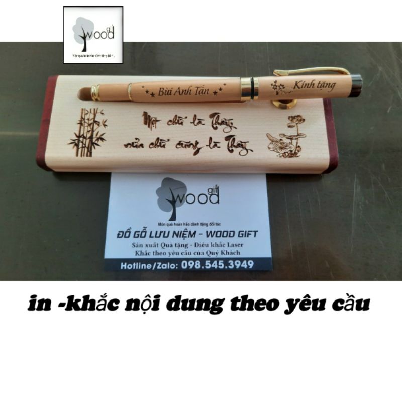 Bút gỗ khắc nội dung theo yêu cầu,món quà tặng ý nghĩa ,sang trong cuộc gặp gỡ giữa khách hàng,doanh nghiệp...( nắp đậy)