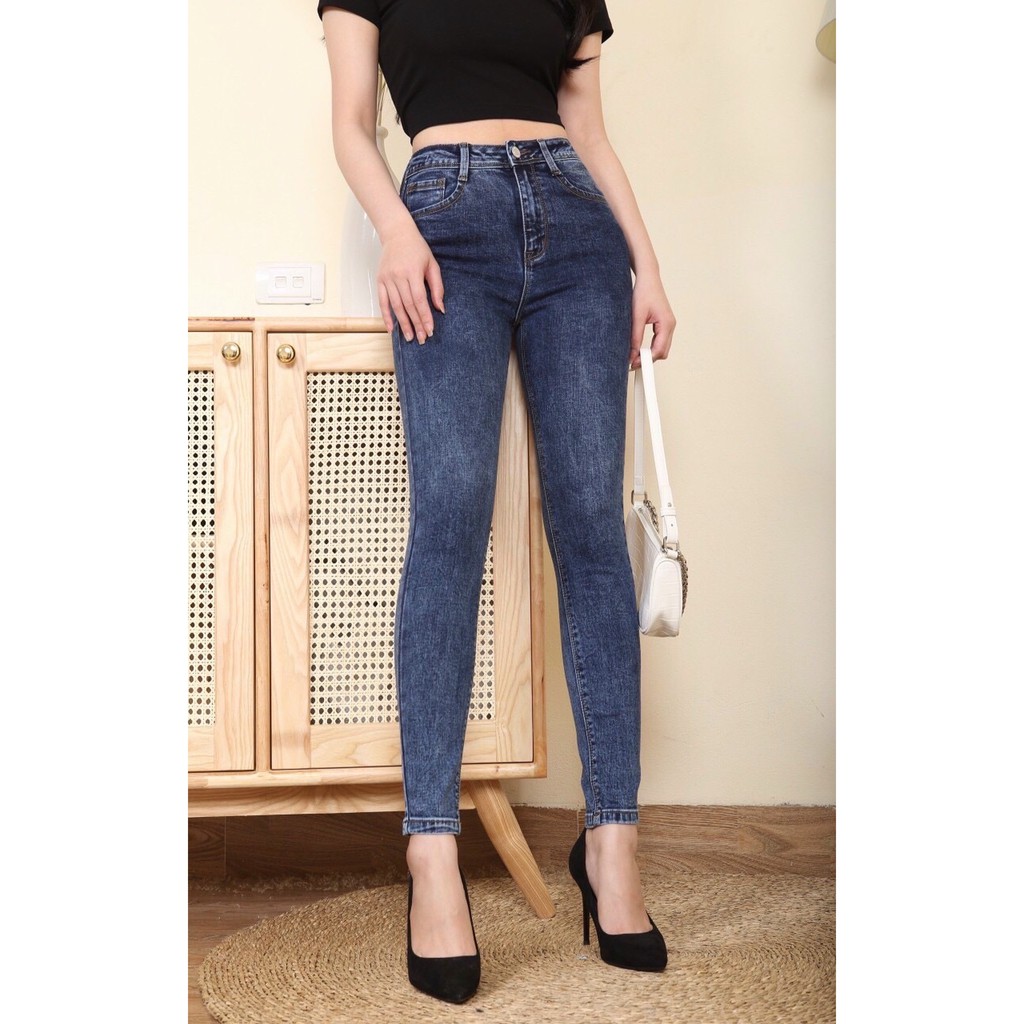 Quần jean lưng cao haiquang tôn dáng chất mềm ôm body siêu co dãn -mã 5007