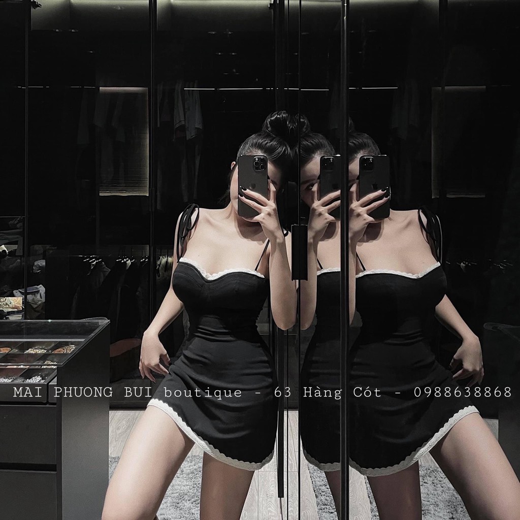 Váy Body 2 Dây Viền Ren Có Đệm Ngực Khóa Lưng Sexy LD029