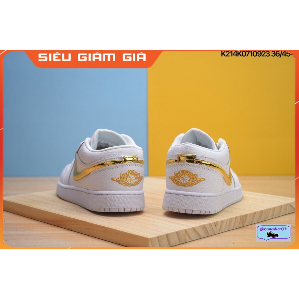 Giày thể thao Jordan 1 Low White Metallic Gold  vàng bóng siêu đẹp, hot hit dành cho nam nữ