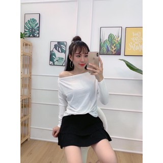 Áo thun trễ vai dài tay