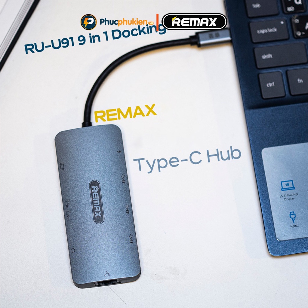 Hub chuyển đổi đa năng 9 in 1 Remax RU-U91 cổng chia usb mở rộng kết nối chuyển đổi cho Mac và Laptop Phúc Phụ Kiện