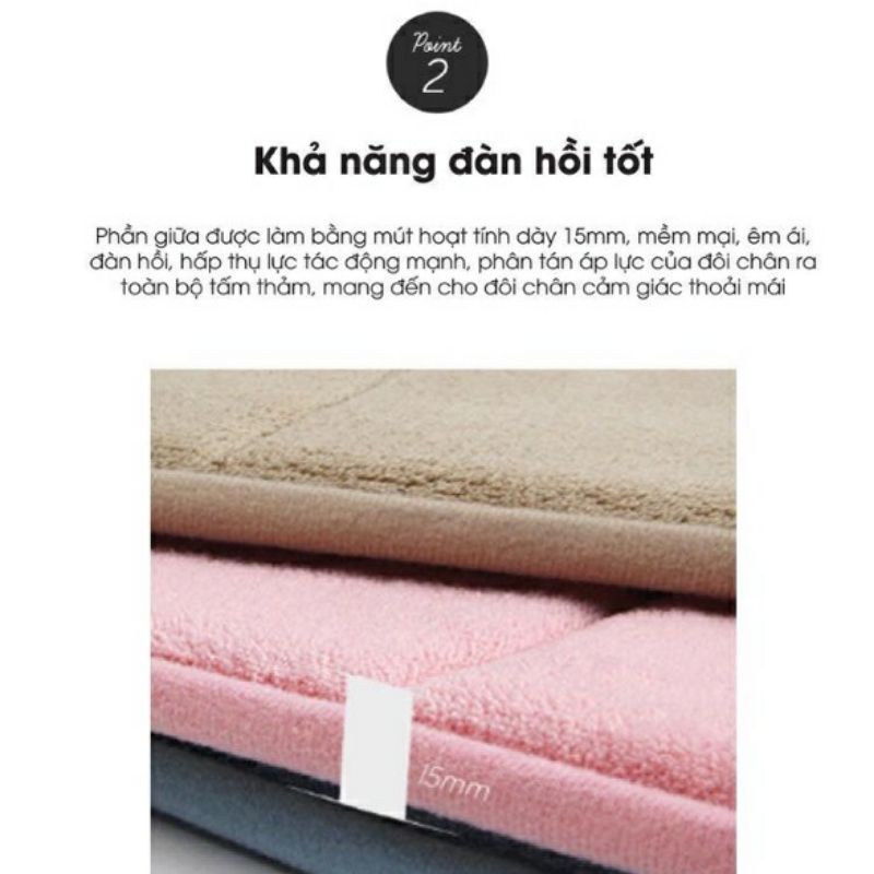 Thảm chùi chân memory foam Lock&amp;Lock chống trượt size S 43x61cm MAT510