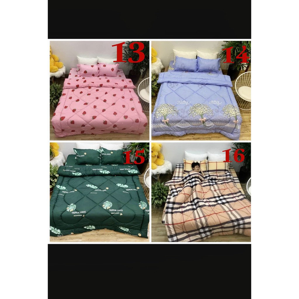 Trọn bộ chăn phao Bo Decor 5 món ga gối poly coton
