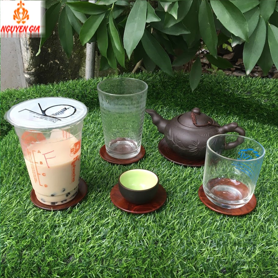 Đĩa gỗ trắc tròn lót ly, lót cốc trà, café làm đồ trang trí coasters bền bỉ sang trọng