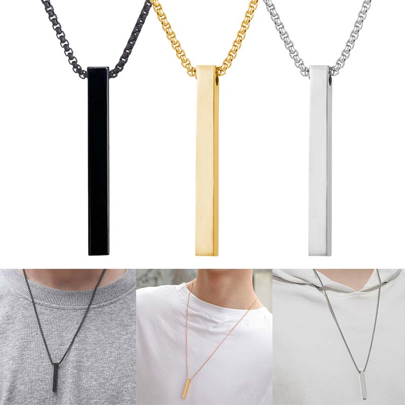 Vòng cổ Thép Không Gỉ Mặt Vuông Khắc Chữ Thời Trang Dành Cho Nam