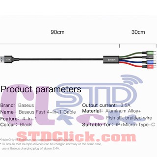 CÁP SẠC LIGHTNING - TYPE C - MICRO BASEUS RAPID 3.5A 4 IN 1 CHÍNH HÃNG