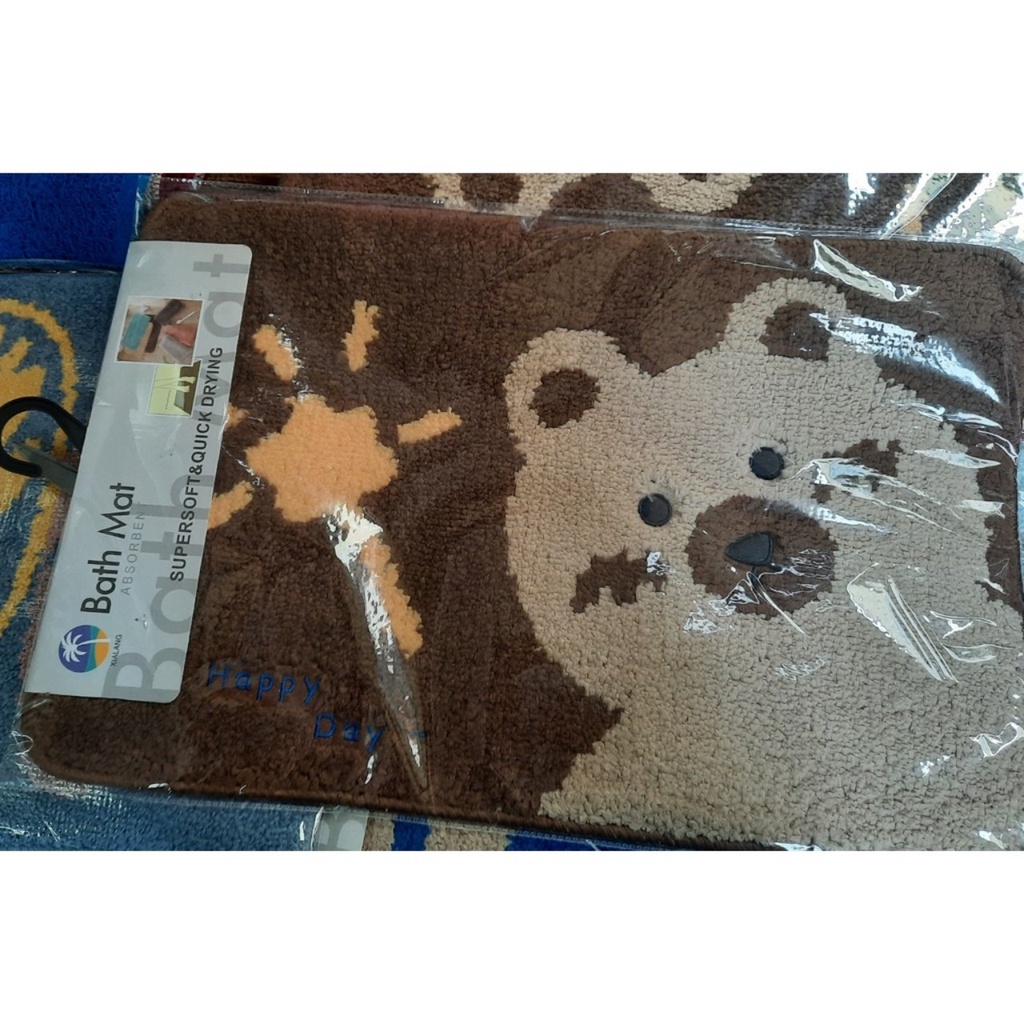 Thảm lau chân lông cao cấp hình gấu nâu Math Mat 40x60cm thảm chùi chân chống trơn trượt trang trí nhà cửa
