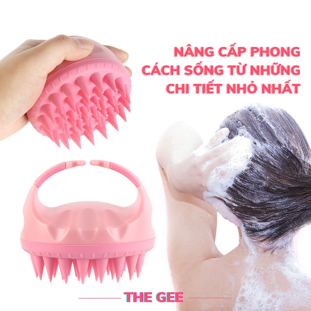 Lược gội massage đầu NHẬT BẢN, gai silicone siêu mềm, giảm rụng tóc, giảm gàu ngứa