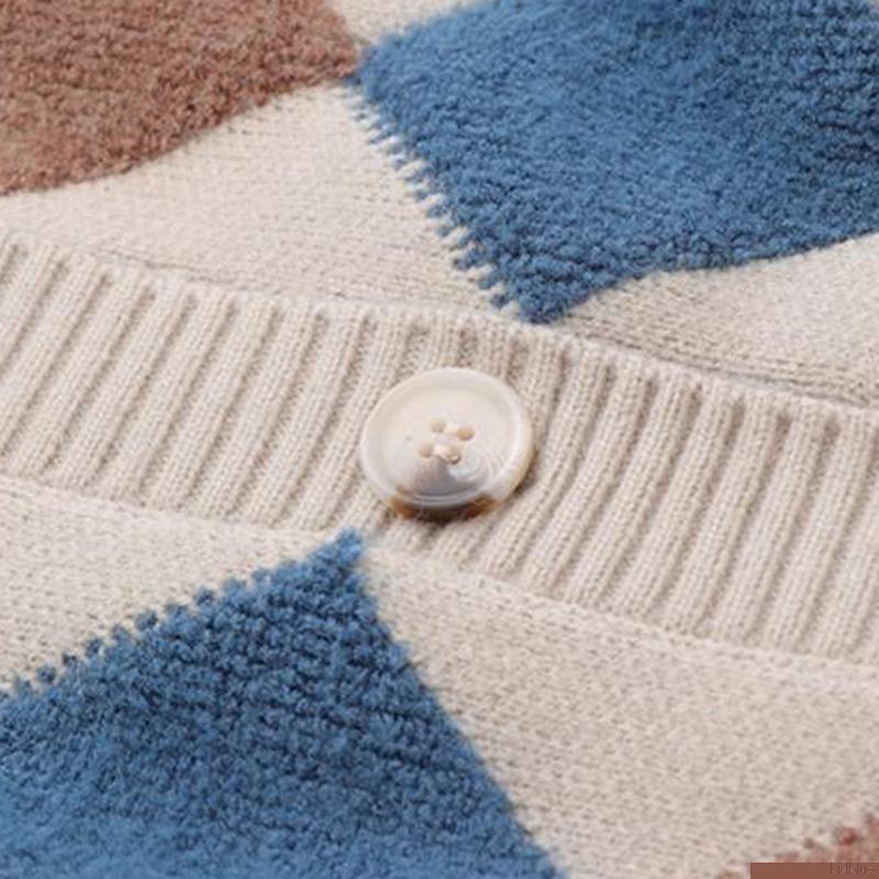 Áo khoác cardigan tay dài cổ chữ V phối nút dễ thương thời trang thu đông cho bé gái 6-15 tuổi