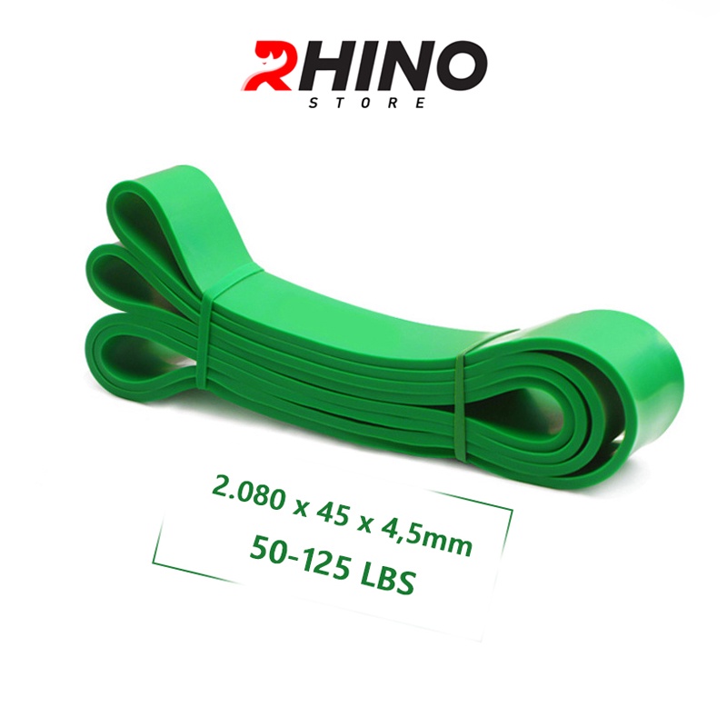 Dây kháng lực tập gym cao su tự nhiên Rhino R101 mức lực kéo phân theo từng màu, kháng lực power band tập gym