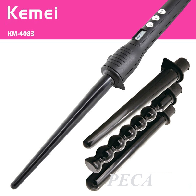 Máy uốn tóc chuyên nghiệp 4in1 KEMEI KM-4083 với 4 đầu uốn thay thế dùng để uốn xoăn, uốn lọn