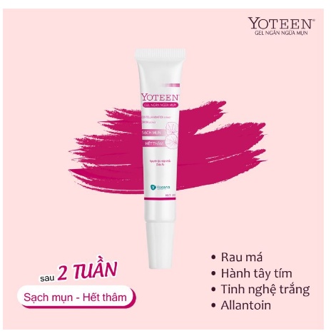 Gel bôi mụn Yoteen hỗ trợ làm sạch mụn, hết thâm, ngừa sẹo hiệu quả sau 2 tuần tube 22g