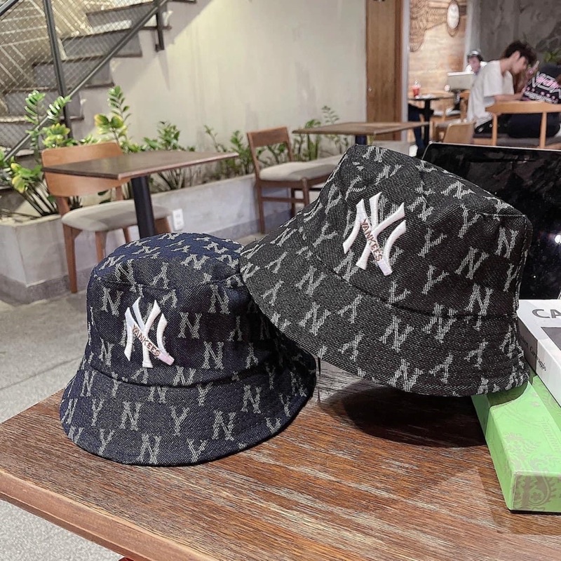 Mũ Bucket Nữ, Nón Tai Bèo Jean Mlb NY Vành Cụp