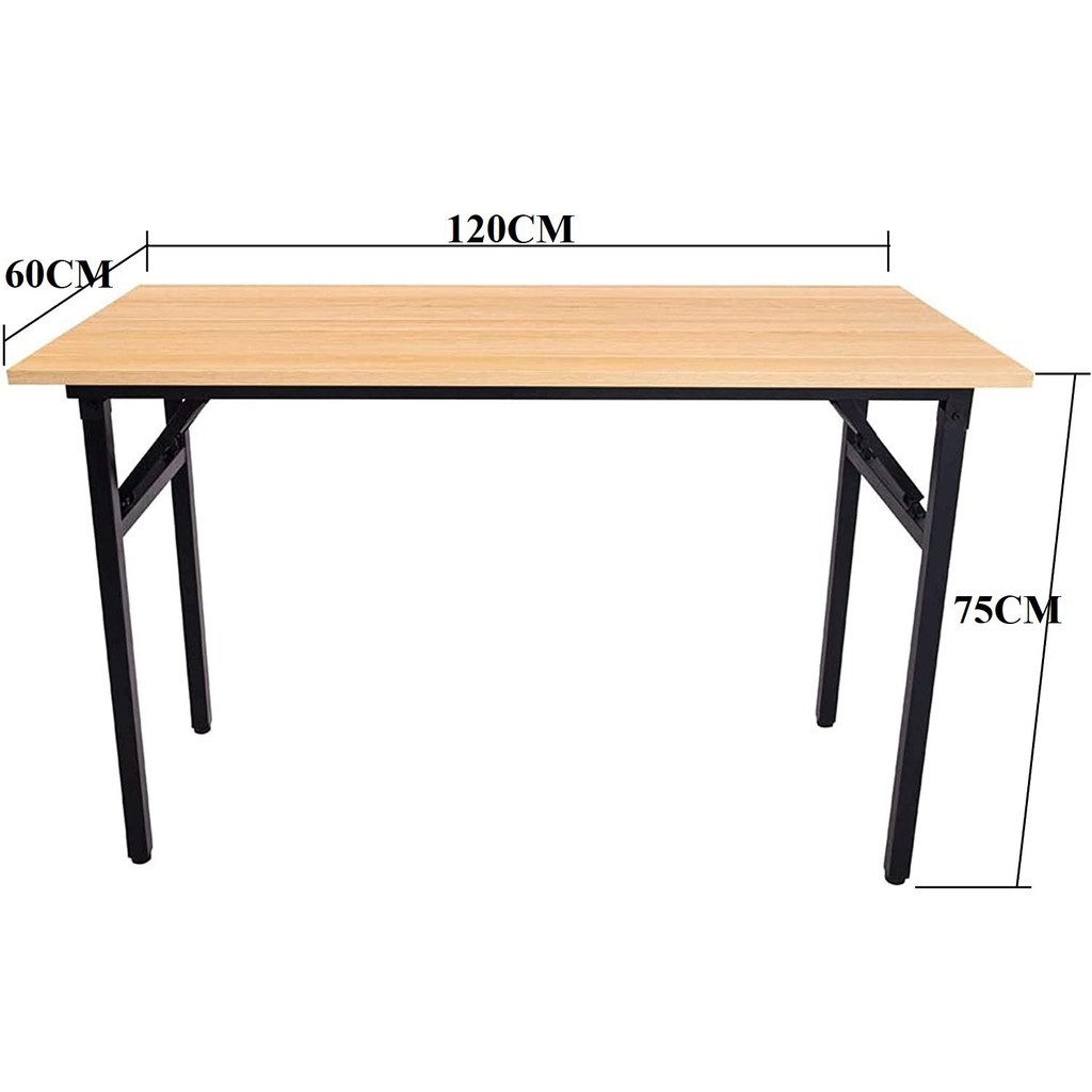 Bàn học xếp gọn mặt gỗ MDF vân gỗ sồi nhập khẩu cao cấp (R50xD100xC75cm) chân sắt chắc chắn loại vuông 30x30