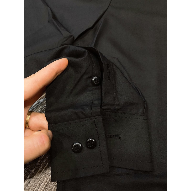 Áo sơ mi nam cúc đen 2 màu Đen-Trắng không nhăn, xuất xịn chuẩn form | BigBuy360 - bigbuy360.vn