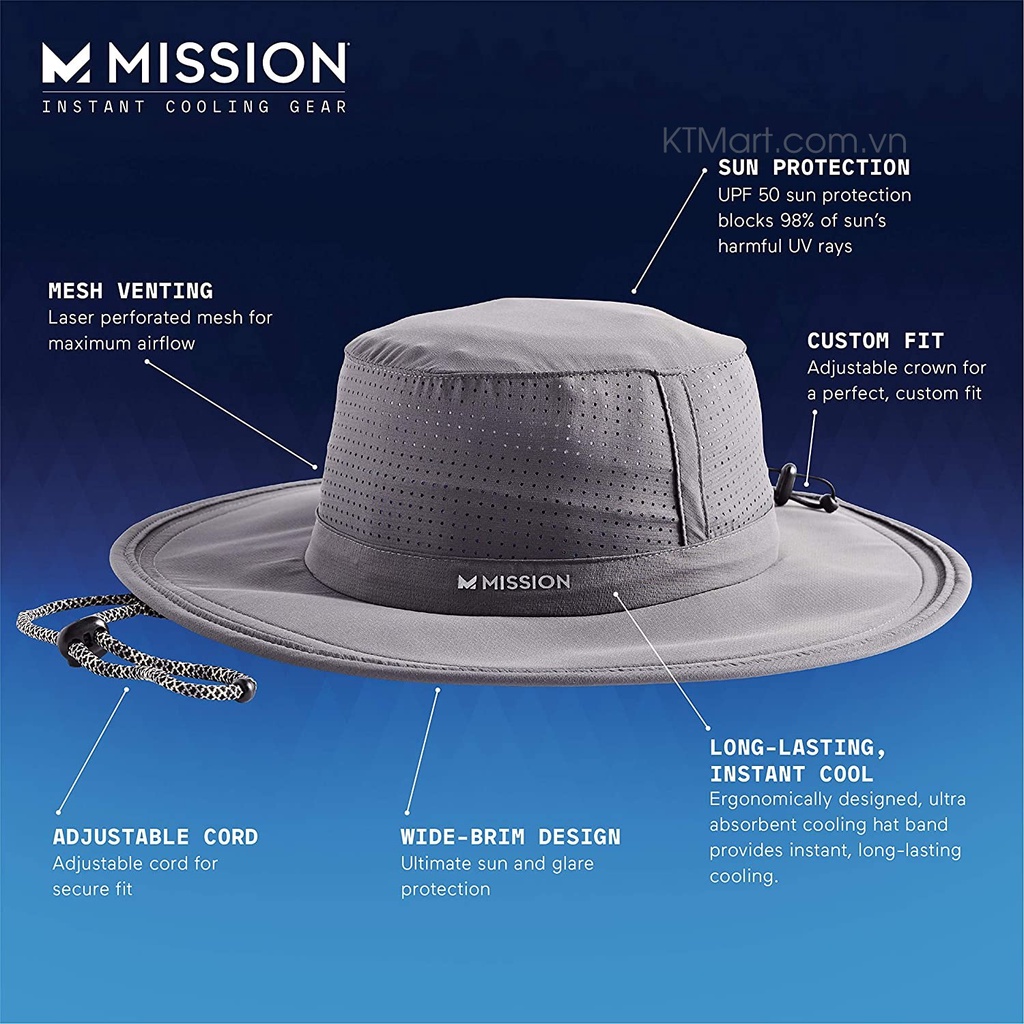 Mũ rộng vành Mission Max Plus Pinnacle Cooling Booney Hat