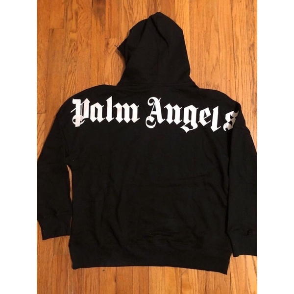 áo hoodie nỉ bông túi bụng palm angels in chữ to sau lưng