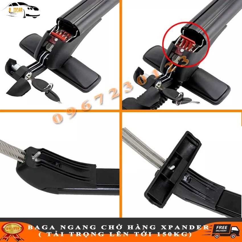 Giá nóc xe 7 chỗ MISUBISHI XPANDER thanh ngang chở hàng chất liệu hợp kim cứng nặng 4kg